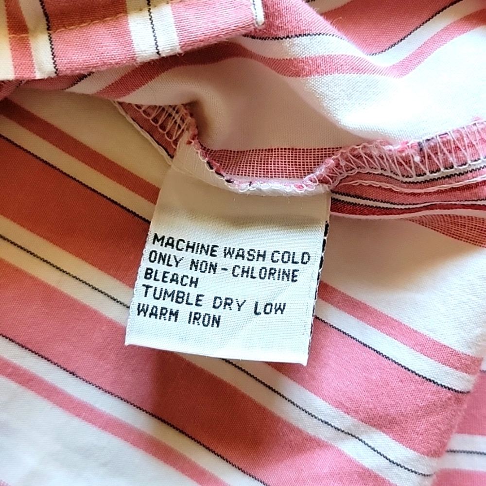 Talbots Petites Pink Stripe Button Down Shirt Wrinkle Resistant PM 100% Cotton - Picture 9 of 12